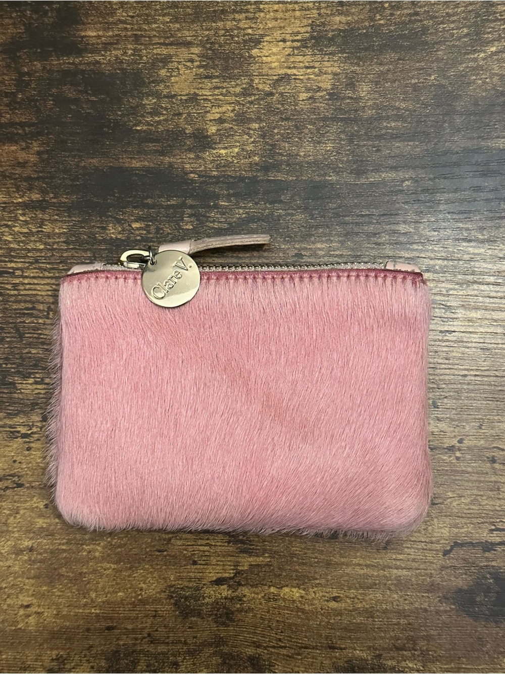 Clare V. Pink Calf Hair Coin Clutch